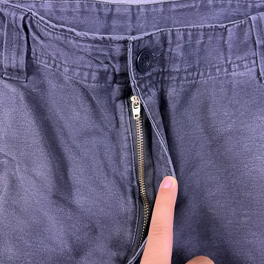 International Denim Cargo Multi-Pocket Mid Rise Shorts Mens 38 Black Cotton